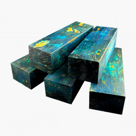 Blocs de bois de bouleau madré stabilisé - Bleu