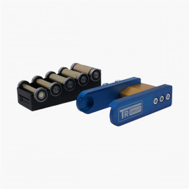 Jeu 5 rouleaux metal petit diamètre + support Bleu