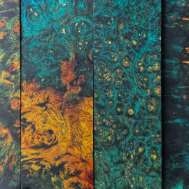 Blocs de loupe d'amboine stabilisé - Bleu