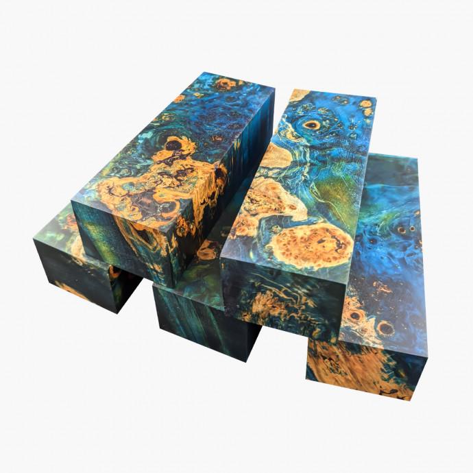 Blocs de bois d'erable échauffé stabilisé - Bleu