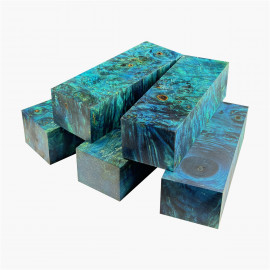 Bloc de loupe de chataignier stabilisé - Bleu