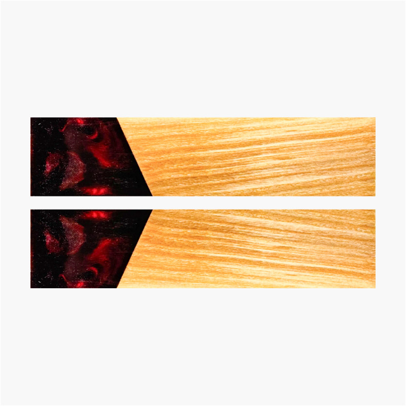 Plaquettes de bois hybride - Frêne stabilisé - Mitre résine rouge