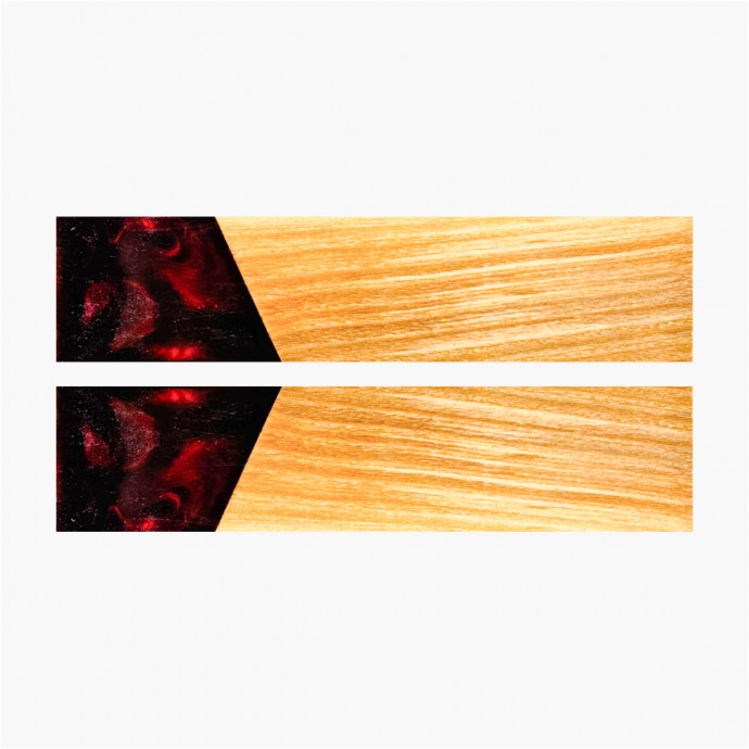 Plaquettes de bois hybride - Frêne stabilisé - Mitre résine rouge