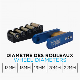 Jeu de rouleaux en metal pour backstand de coutelier